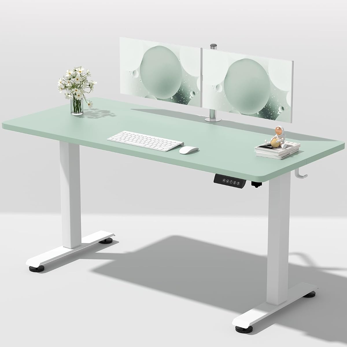 Veken 55 Inch Large Electric Standing Desk, Gaming Table, Green | Height Adjustable Sit Stand Up Computer Tables for Home Office, Study , Writing, Suit students, employees and group work
