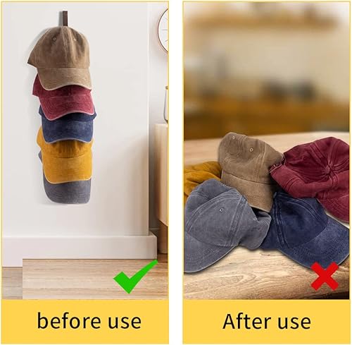 Miniatura 9 de SOEWIOU 3 piezas de perchero para gorras de béisbol, organizador de almacenamiento de sombreros de madera montado en la pared, soporte vertical para