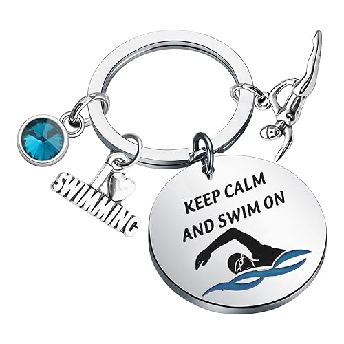 PLITI Swimming Keychain Swimming Lover Gift Keep Calm And Swim