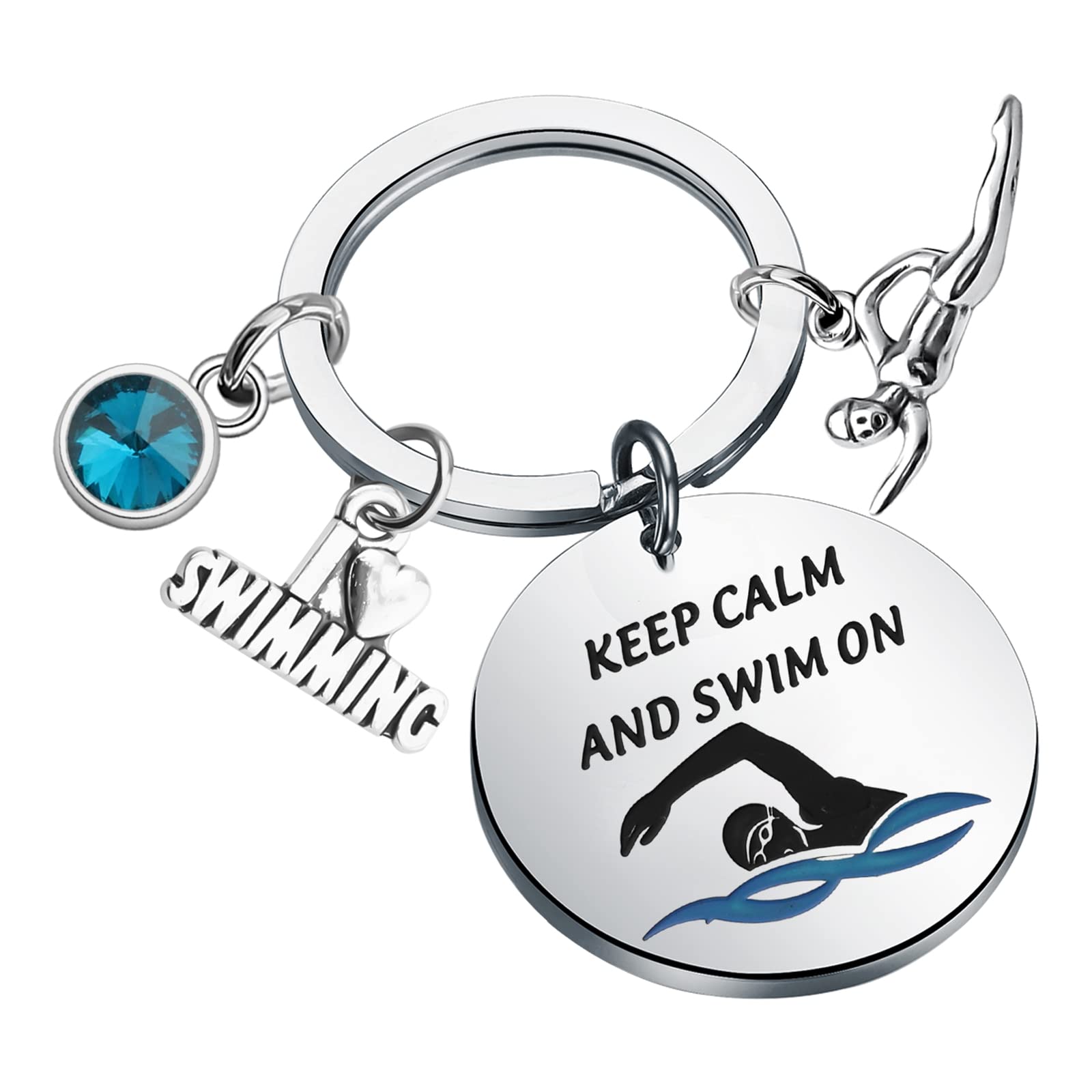 Llavero de natación para amantes de la natación, regalo para mantener la calma y nadar en llavero para el equipo de natación amante de la natación, Mantenga la calma nadar