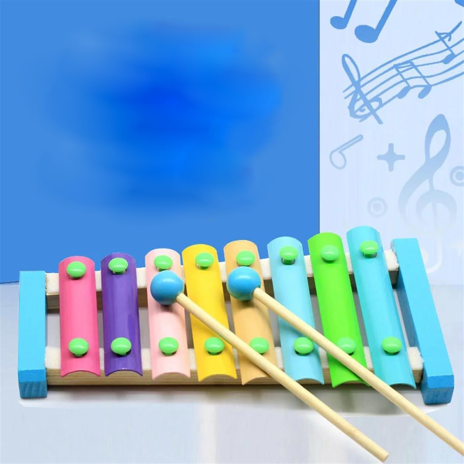 Xilófono Musical Instrumentos Musicales Para Principiantes Mazos De Xilófono De Madera De 8 Notas Teclas Coloridas Pequeño Instrumento De Percusión De Xilófono