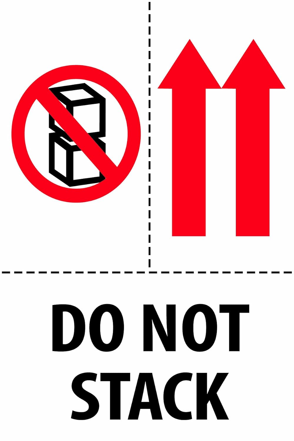 Tape Logic Aviditi Tape Logic 4" x 6","Do Not Stack" Red/White/Black Warning Sticker, for Shipping, Handling, Packing, and Moving (1 Roll of 500 Labels)