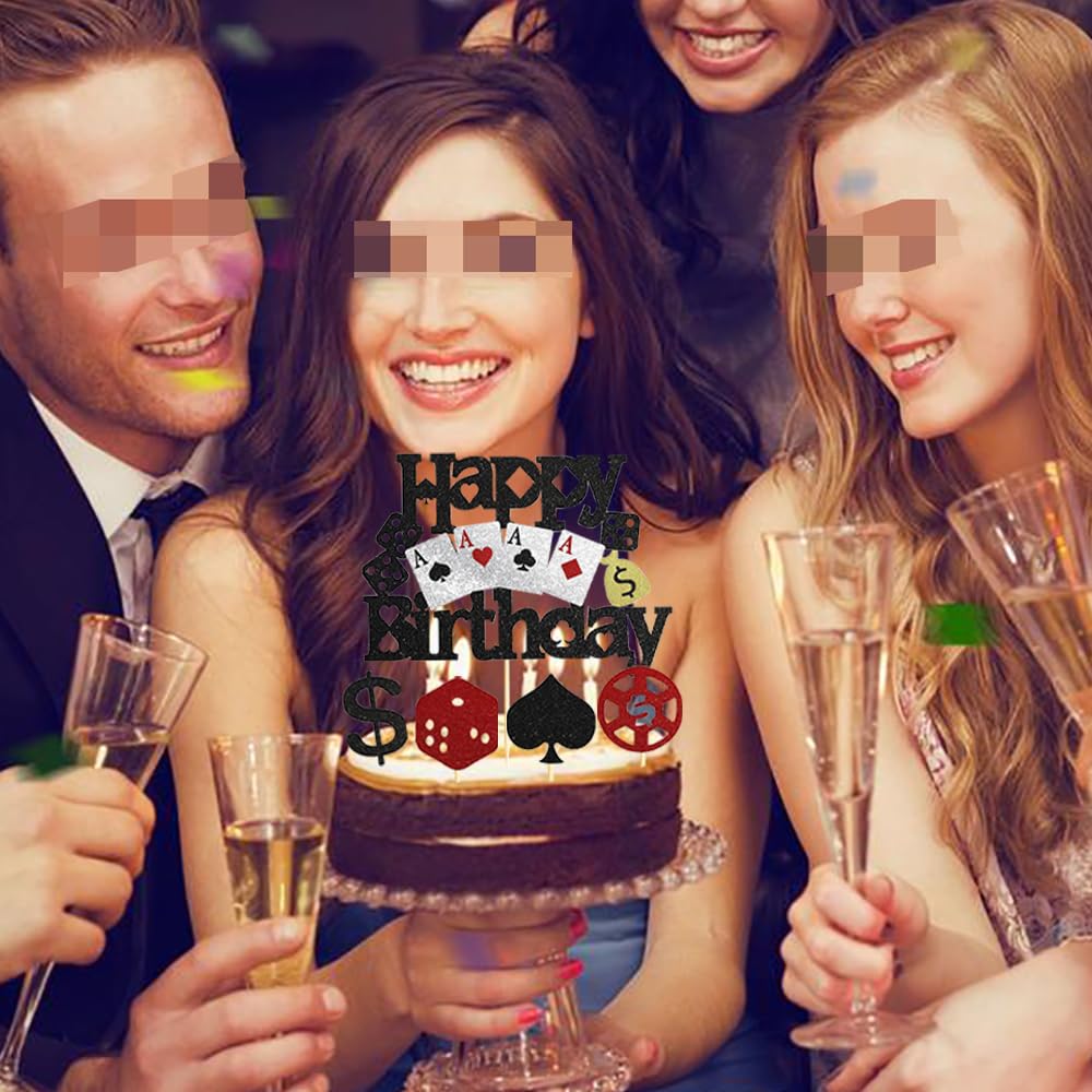 Set di decorazioni per torte in pasta di zucchero a forma di poker: decorazioni per feste di compleanno a tema casinò - Italia