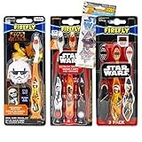 Juego de cepillos de dientes de Star Wars para niños, paquete con 7 cepillos de dientes de Star Wars con rebeldes y villanos de Star Wars y calcomanías de Star Wars (juego de baño de Star Wars).