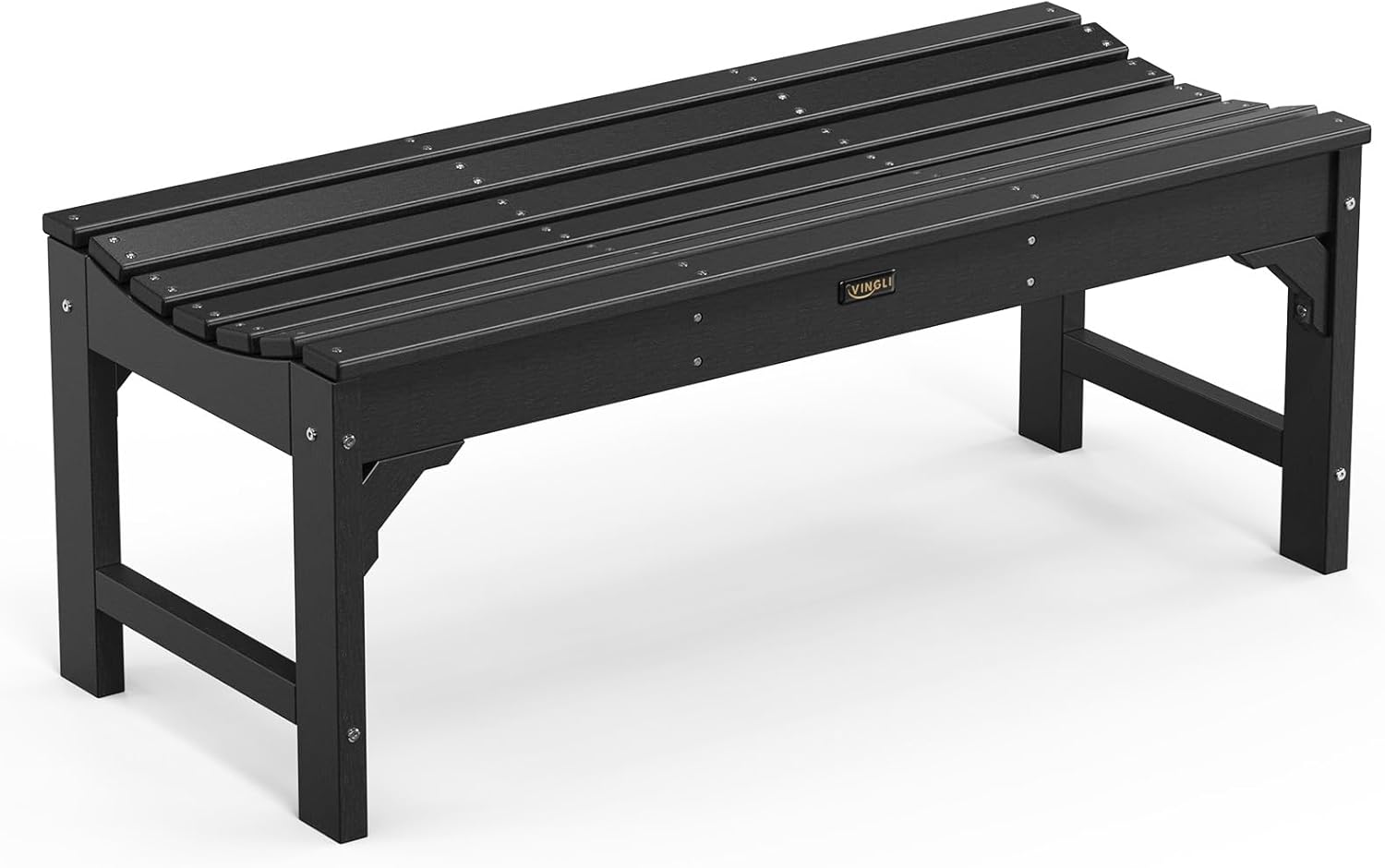 VINGLI Outdoor Bench Garden Bench HDPE Porch Bench, All-Weather Patio Bench, Poly Lumber Oversized Park Bench 800 lbs Weight Capacity (Black)