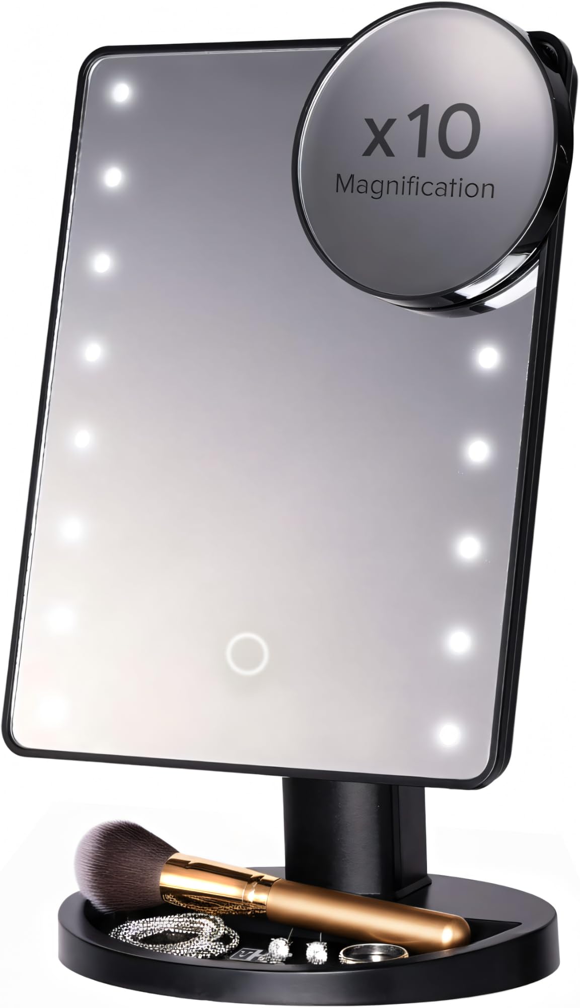 H&S Vanity Makeup Mirror with Lights – Bubble Design for Desk or Dressing Table – Detachable 10x Magnifying Mirror