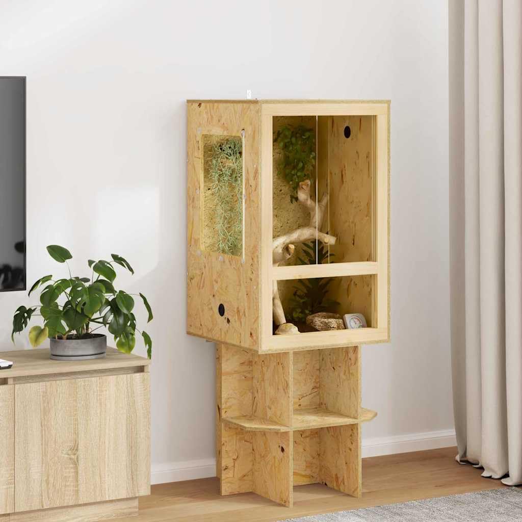OSB Terrarium 50x50x80 cm Reptilienhabitat für Reptilien Amphibien Nagetiere mit Glasfront und Thermometer