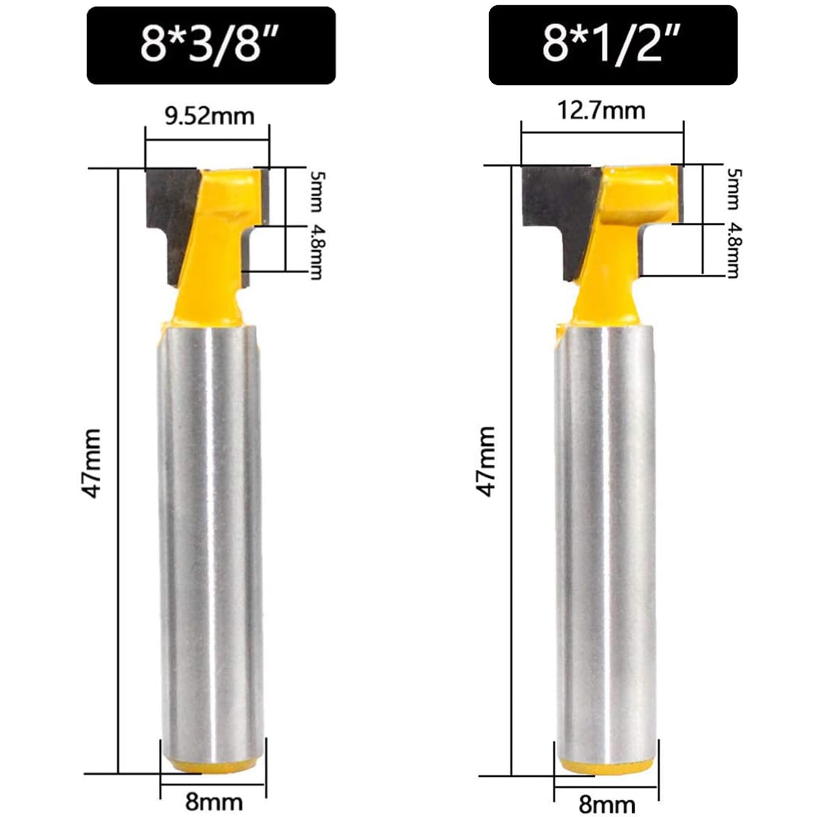 2 Pezzi T-Slot Track Fresa,Fresa a T con Gambo,T-scanalatura Dello Stinco Legno Cutter Router Bit,per utensile Per la Lavorazione del Legno