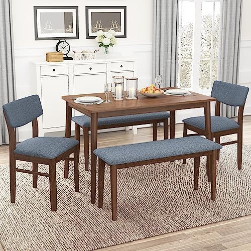 Amazon.com - IKAYAA Dining Table Set for 4-6 with 2 Benches and 2 ...