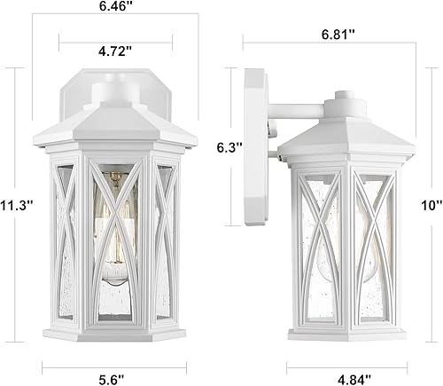 Miniatura 7 de Hopejoy Lámpara exterior, luz blanca para porche frontal con vidrio semillado, aluminio impermeable y antioxidante, farol de pared para casa, patio,