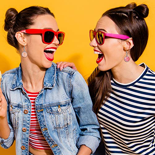 Hicarer 20 Pairs Faux Druzy Drop Earrings Simulated Stone Dangle Rainbow Crystal Earrings(Round Shape Style)3