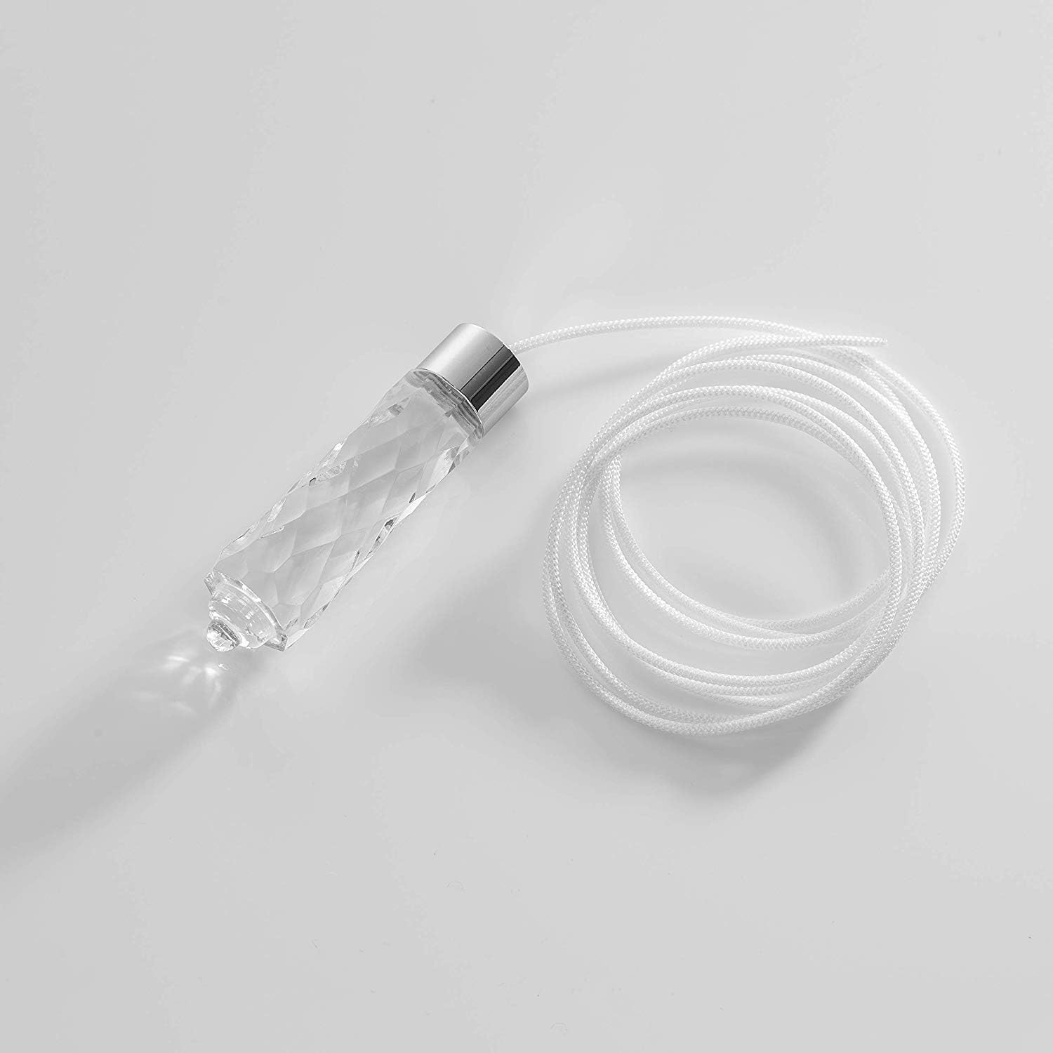 Bathroom light cord pull - Glass effect solid clear acrylic teardrop with chrome design