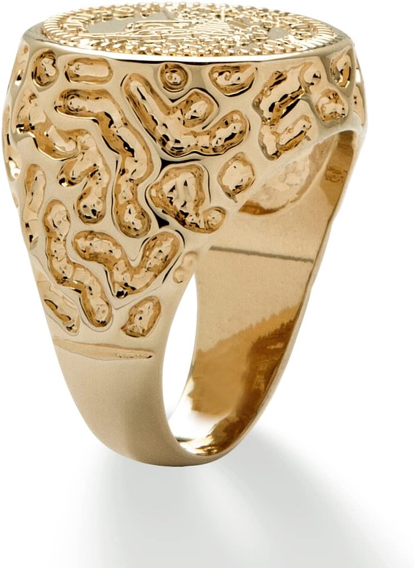 PalmBeach Men's Yellow Gold-Plated American Eagle Coin Replica Nugget Ring Sizes 8-13