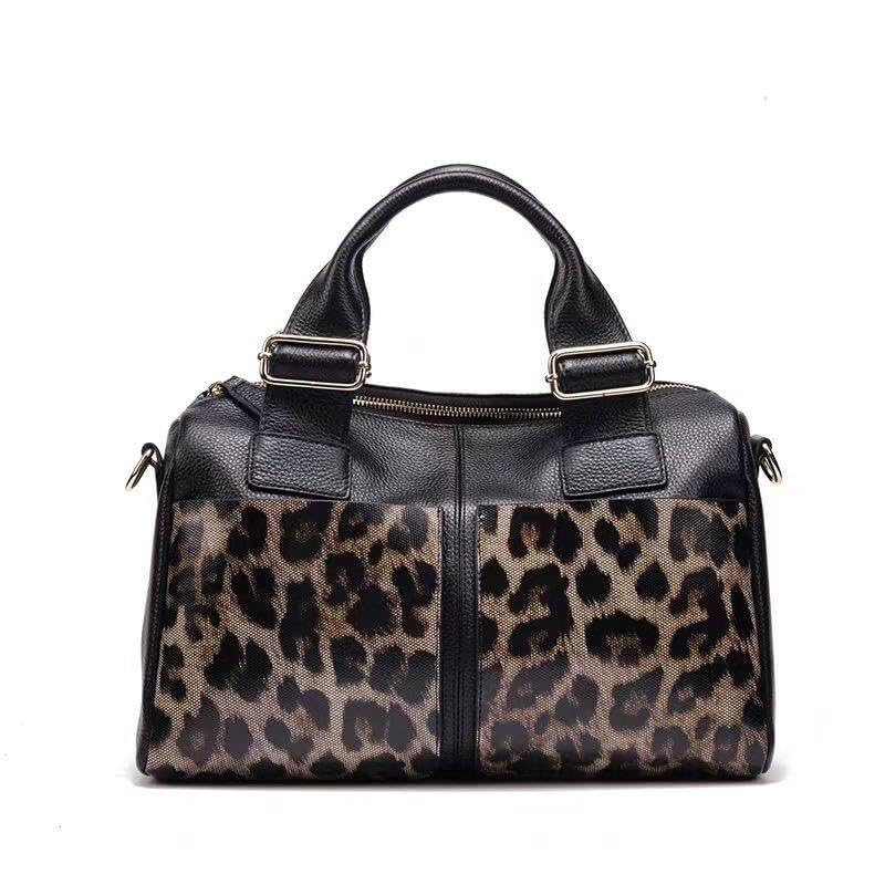 Airrani Leopard pattern genuine leather women's handbag with large capacity, fashionable and versatile top layer cowhide pillow bag,Cross-body bags, shoulder bags