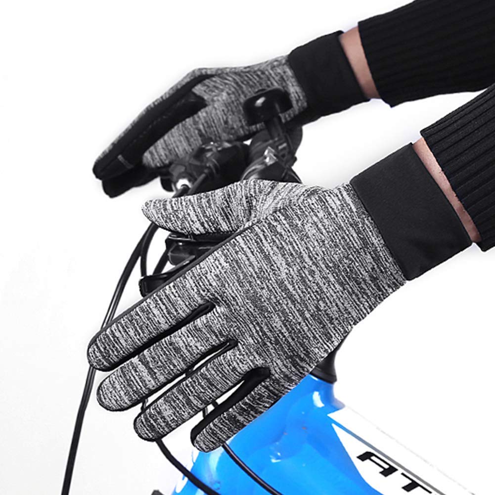 Winterhandschuhe, Winddichte Thermo-Fahrradhandschuhe Kaltes Wetter, wasserdichte Fleece OutdoorTouch Screen Skihandschuhe Grau