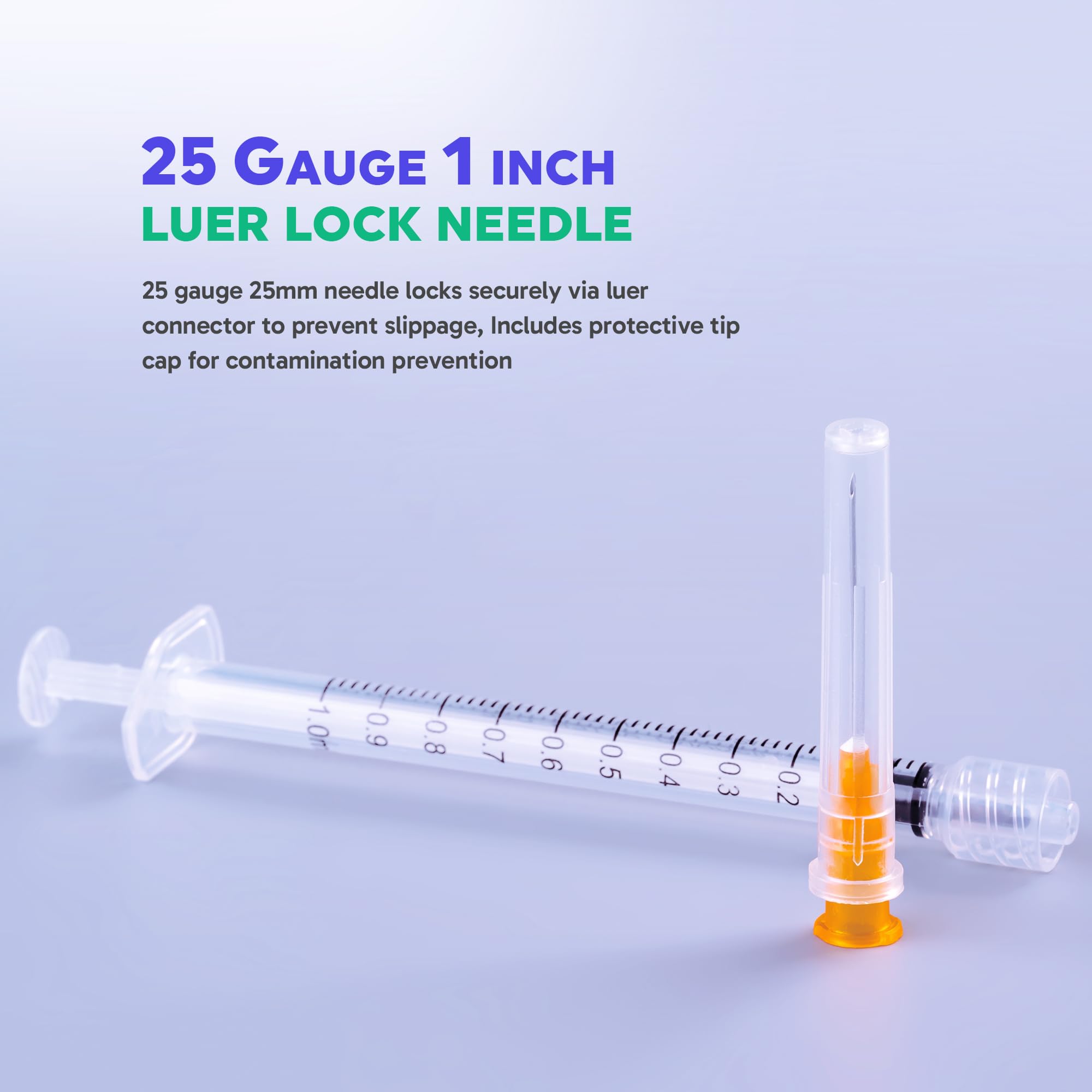1ml Syringes with Needles 25G 1" Disposable Lab Luer Lock Syringe, 100 Pack — Amazon image 4