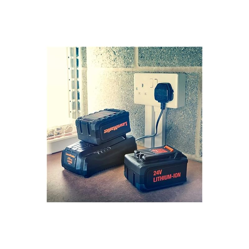 LawnMaster MX 24V 37cm Cordless Lawnmower with a 4.0Ah Lithium Ion Battery, Spare Battery, a Fast Charger and Rear Roller (37cm Mower) - Image 10