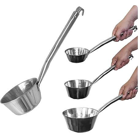 Stainless Steel Dipper, Ladle for Commercial & Home, Multi-Purpose Canning Ladle, No Pain Grip, Long and Smooth Handle, Large Oversized Scoop With Hook, Made in Korea, 3 Cups, 24 oz (Medium)