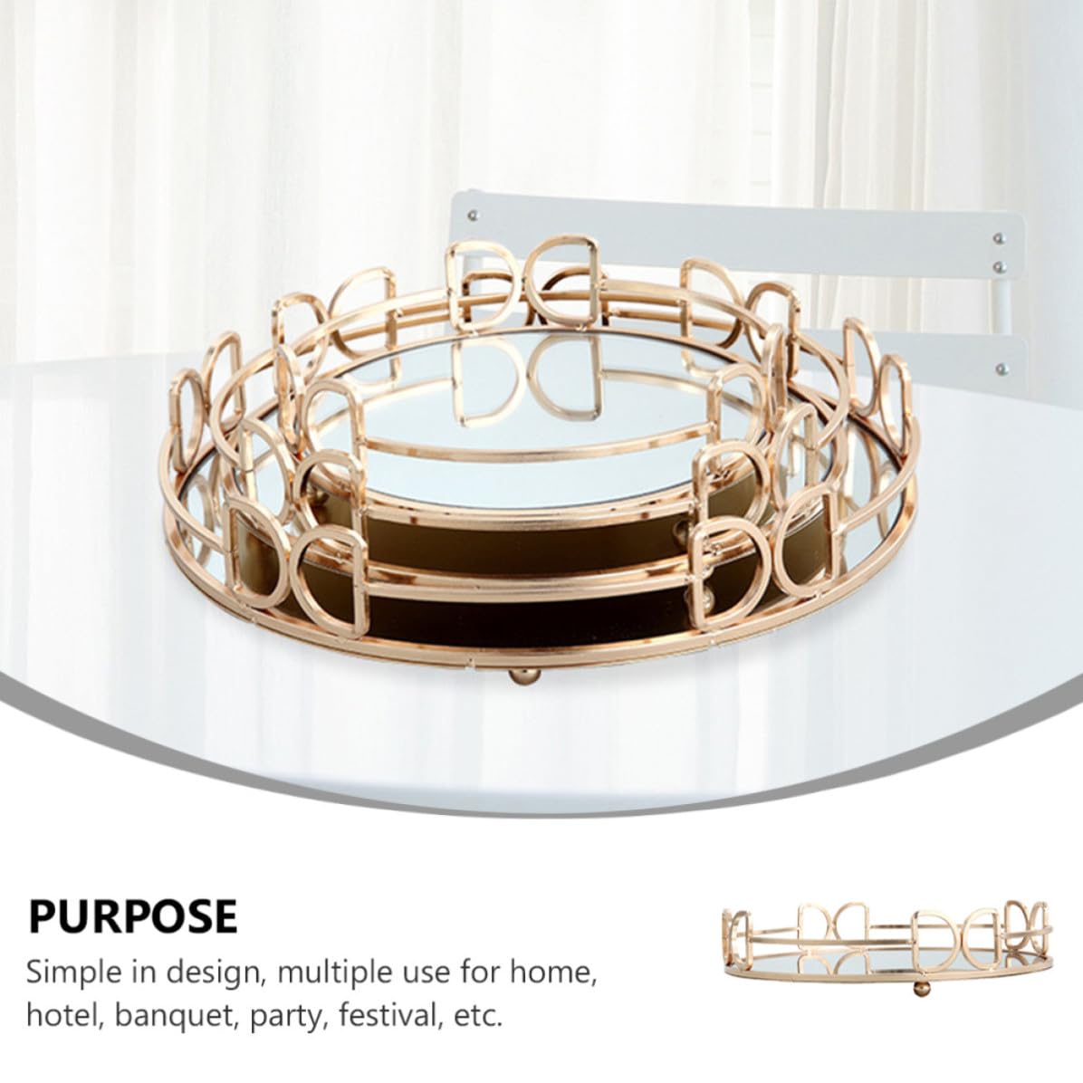Bandeja Decorativa Bandeja de Almacenamiento Grande Espejo Dorado Multifuncional para Mesa de Té y Frutas para Joyas y Cosméticos para Escritorio en Sala