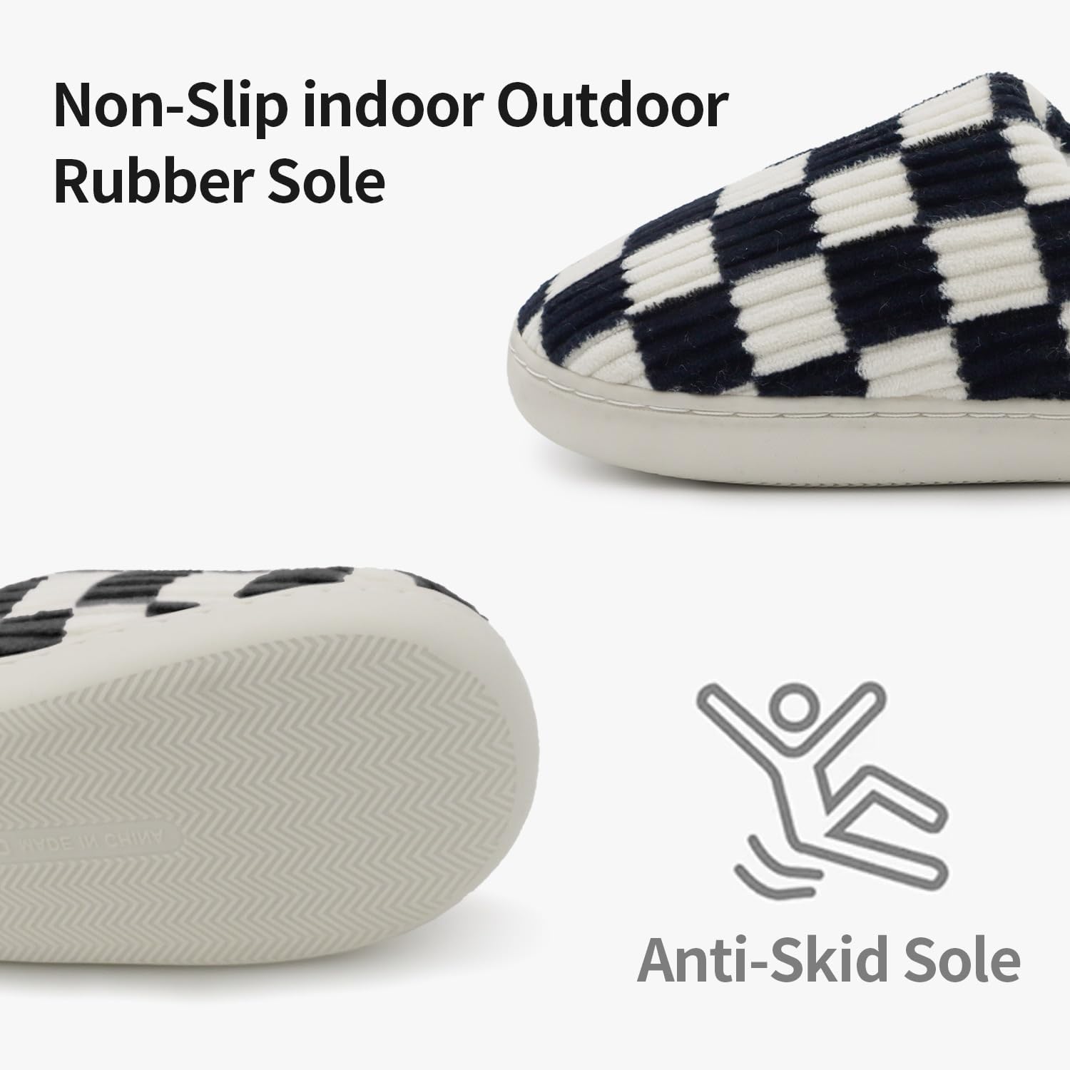 Women House Fuzzy Slippers - Plaid Scuff Checkered Slip-on Memory Foam Indoor Outdoor Comfortable Soft Slides - Image 4