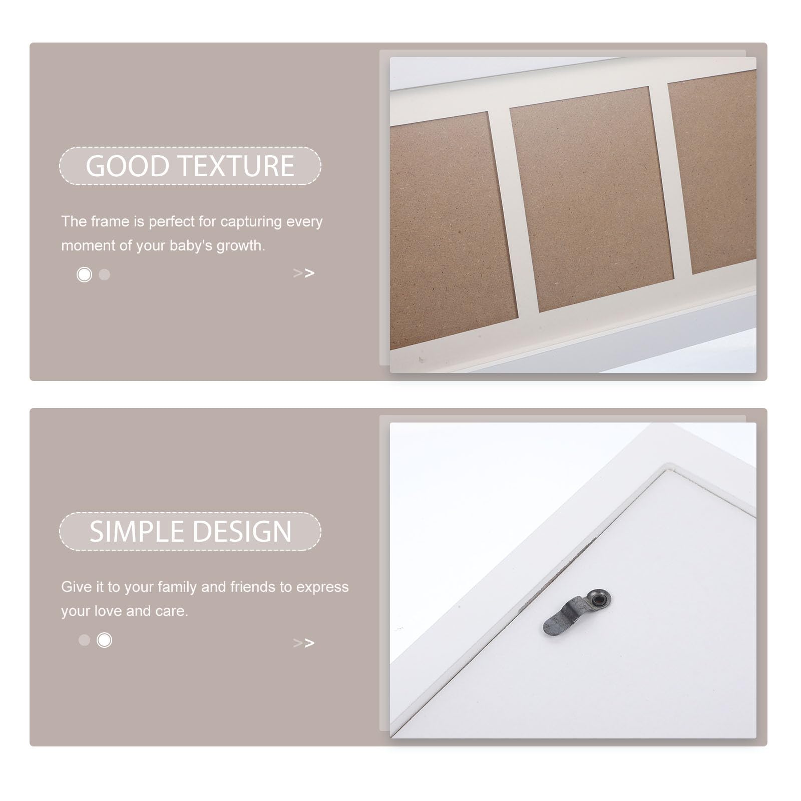 Marco de Fotos de Madera Blanco y Estilo Simple Diseño de Tres Cuadrículas Uso Duradero para Decoración del Hogar, Marco para Huellas de Manos de Recién Nacido
