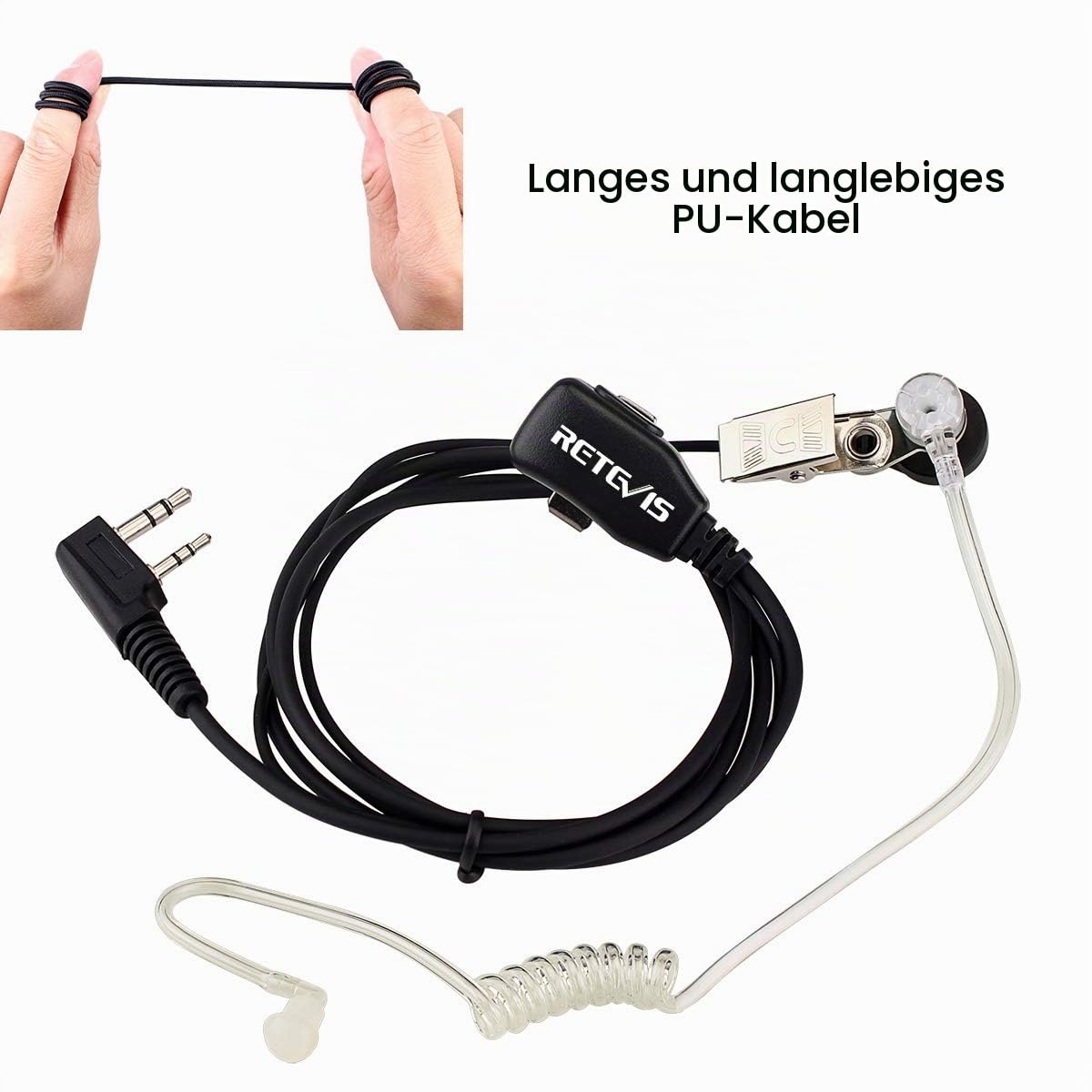 Retevis Funkgerät Headset 2 Pin Kopfhörer mit Schallschlauch Kompatibel mit Baofeng UV 5R 888S Walkie Talkie RT24 RT27 RT617 RT622 Kenwood Nestling Funkgeräte Headset mit Mikrofon (20 STK)