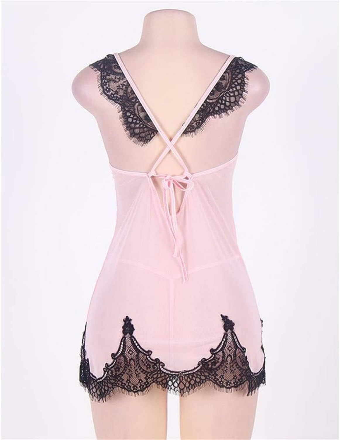 Lencería Sexy para Mujer con Tanga, Body de Encaje con Escote en V y Correas Cruzadas en la Espalda, Conjunto Erótico de Tentación para Noche Especial Talla C, D(5XL), D(5XL)