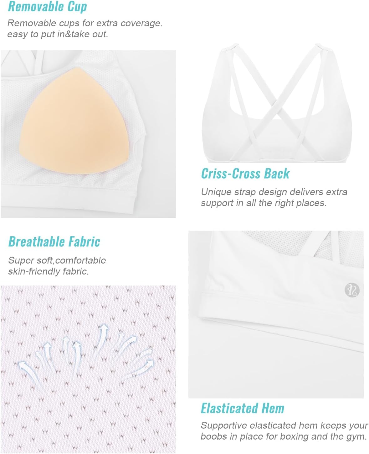 RUNNING GIRL Sports Bras for Women,Y-Back Medium Support Workout Sports Bra Padded Racerback Supportive Bras Push up