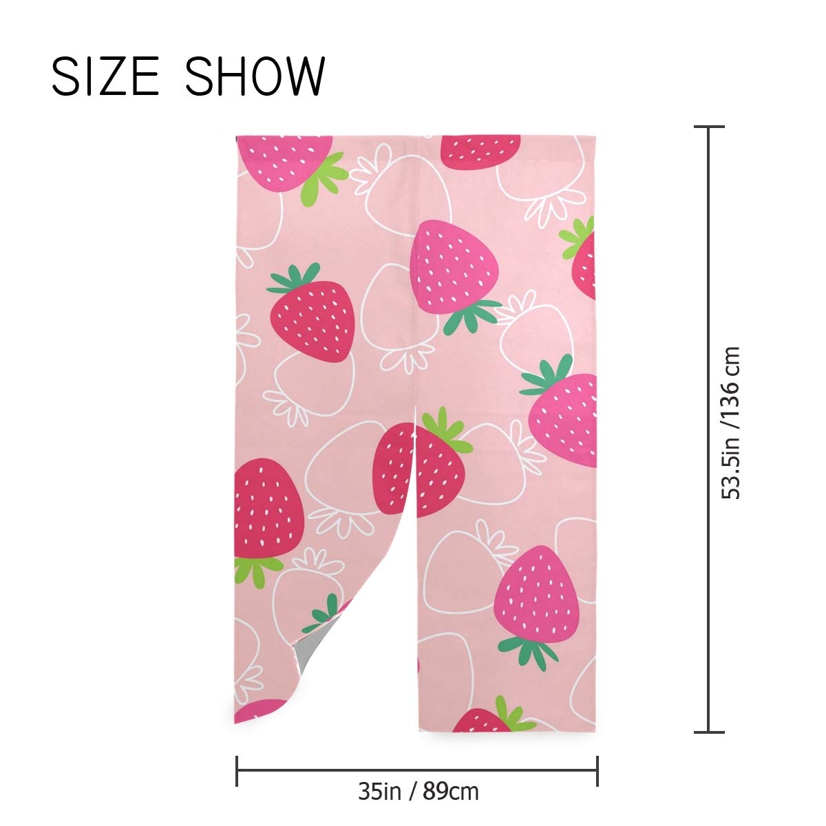 Amazon｜カオリヤ のれん いちご柄 苺柄 果物柄 暖簾 幅89×丈136cm