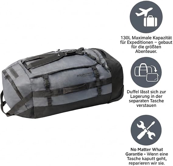 Eagle Creek Cargo Hauler Wheeled Duffel, 130L, Charcoal