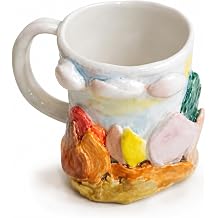 El Yap m  Seramik Kupa, Kabartmal  Desenli,  ok Renkli, 12x10 cm,  ay ve Kahve Sunumu i in Premium Mug