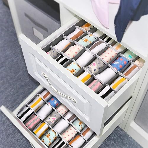 Miniatura 9 de Youngine Organizadores de armario plegables de 24 celdas, divisores de cajones, cajas de almacenamiento plegables para brasieres, ropa interior,