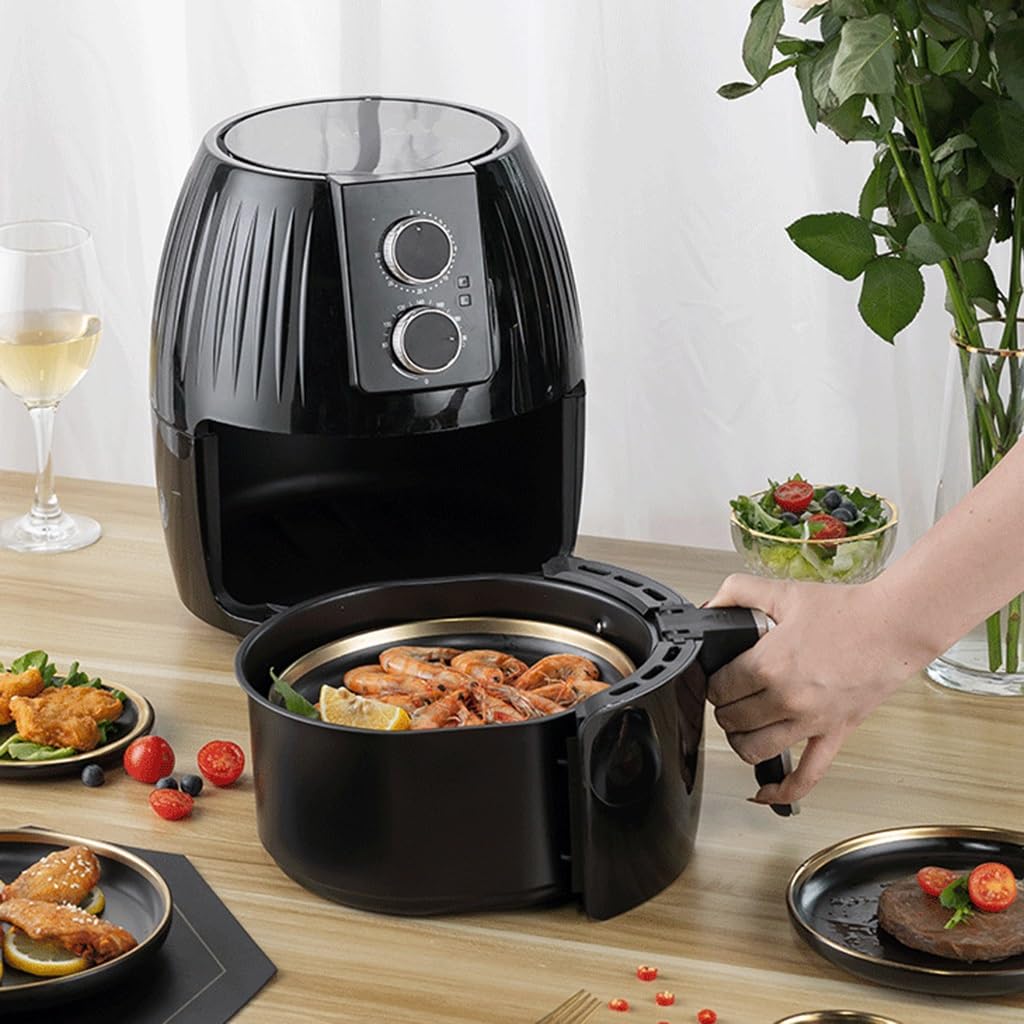 Frytkownica Powietrzna 5,5 L, Zdrowe Gotowanie Bez Oleju, Elektryczne Frytkownice Na Gorące Powietrze, Multicooker Z Kontrolą Temperatury I Czasu, Łatwe Do Czyszczenia,/Black-220V