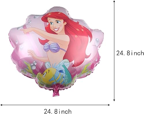 Miniatura 2 de Decoraciones de cumpleaños de sirena para niñas, 5 globos de papel de aluminio de concha de sirena para cumpleaños de niños, decoraciones de fiesta