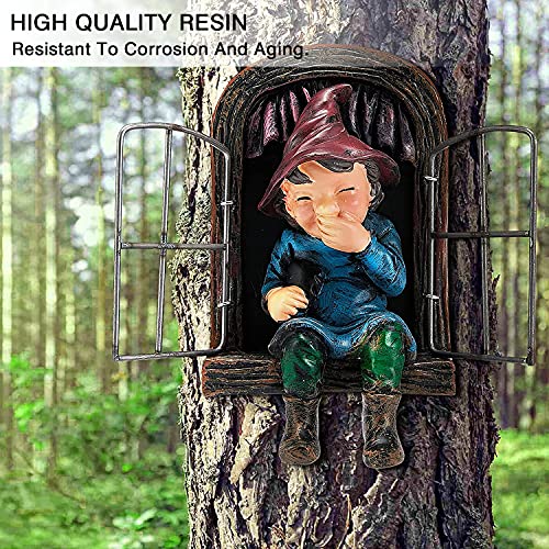 Dmyifan Garden Gnome Statue Elf Out The Door Tree Hugger, Garden Peeker Yard Art Ornament Mini Garden Tree Gnome Unimaginable Tree Sculpture Garden Decoration #TOP3