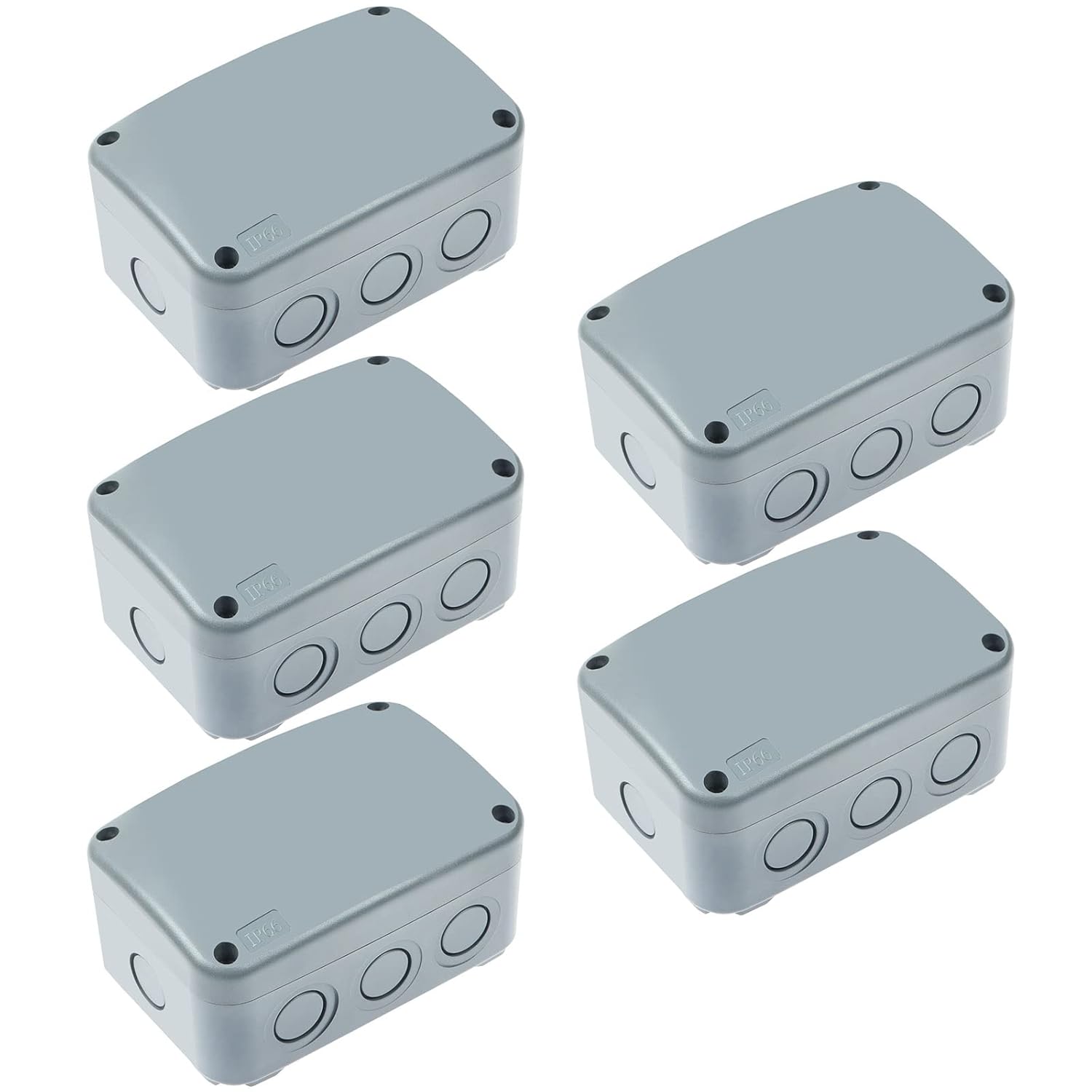 NineLeaf 5PK Waterproof Dustproof IP66 Junction Box DIY Case Enclosure,Universal Electrical Boxes,Suitable for Farm, Pond, Terrace,4 7/8" 3 1/4" 2 1/4" inch (125x86x62mm)