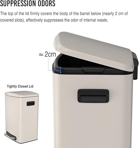 Miniatura 6 de Cubo de basura grande con pedal de 13 galones con tapa silenciosa de cierre suave, cuerpo grueso de acero inoxidable para basura de cocina, papelera