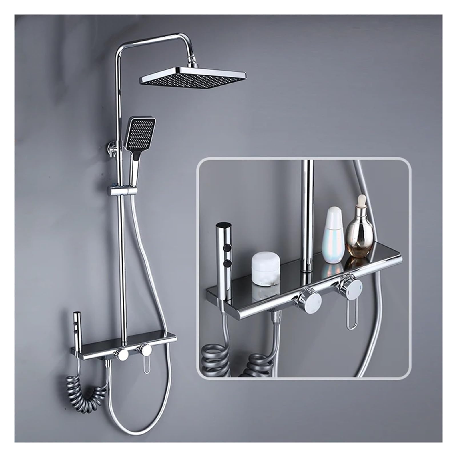 WXPGFEQ Luxury rome Shower Four-Function Bathroom Shower Faucet Set Rainlfall Bathroom Mixer Taps Bidet Shower Set Gray,Sprinkler