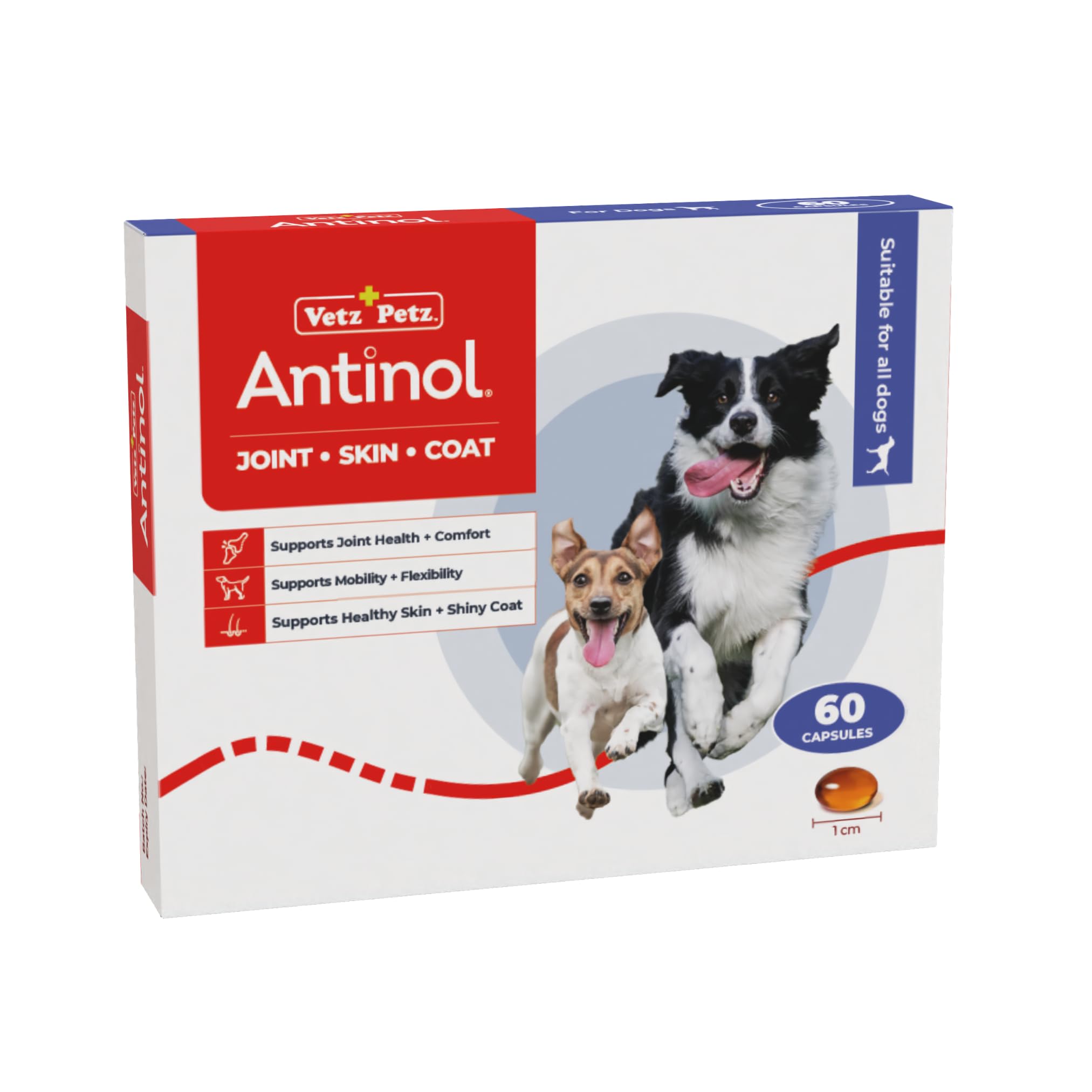Vetz Petz Antinol - Dog Joint Supplement – 100% Natural Green-Lipped Mussel Oil for Joint Health & Mobility – Full-Spectrum Omega-3s for Dogs – No Fillers or Powders – 60 Softgel Capsules