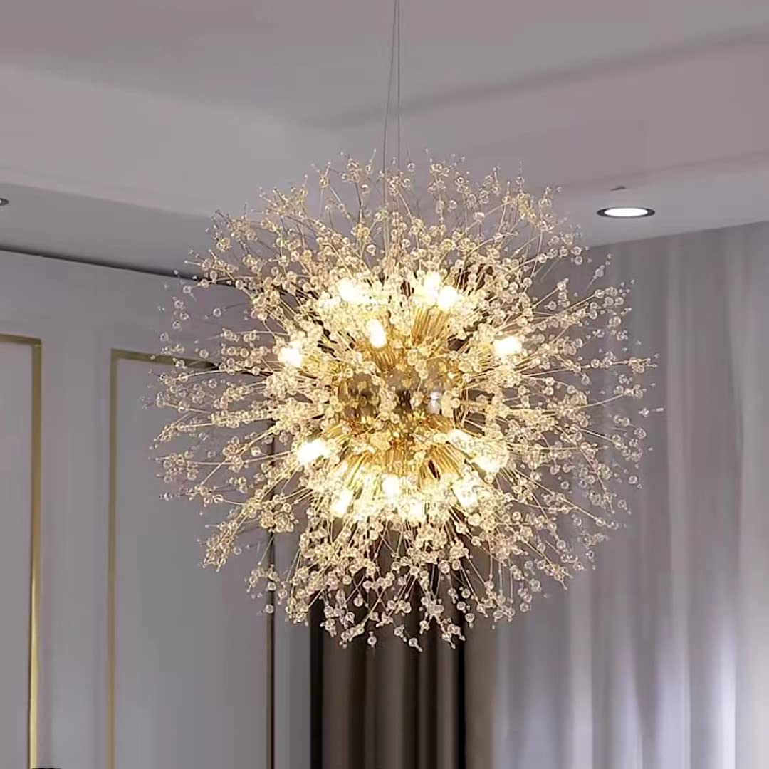 Sofar 16 Lights Modern Crystal Chandeliers, Firework Dandelion Sputnik Chandelier Light Fixture Pendant Lighting (Gold, ,Without Bulbs)