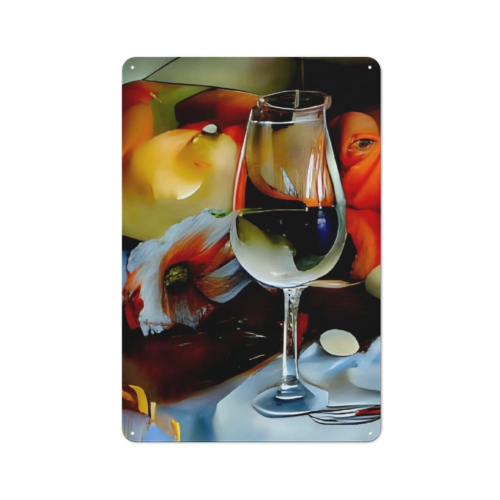 Junmoney Wine Flowers Metal Wall Sign 30X20cm Featuring For Bar Or Restaurant, For Themed Interiors In Bars And Restaurants