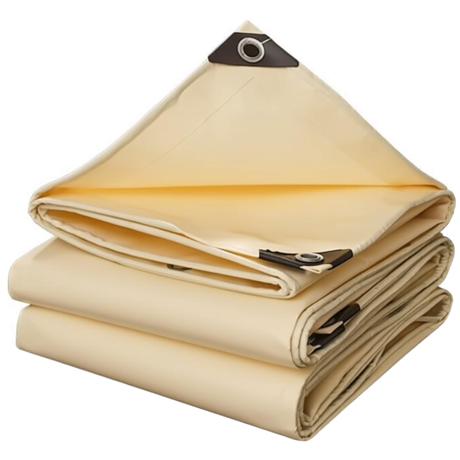 Tarpaulin Waterproof Heavy Duty 500g/m² Beige - 100% Waterproof UV Protected Ground Sheet 1.8x3m, 2x3m, 2x5m, 3x6m Anti-Rust Grommets Canvas Tarp(4x6m(13.1ftx19.7ft))