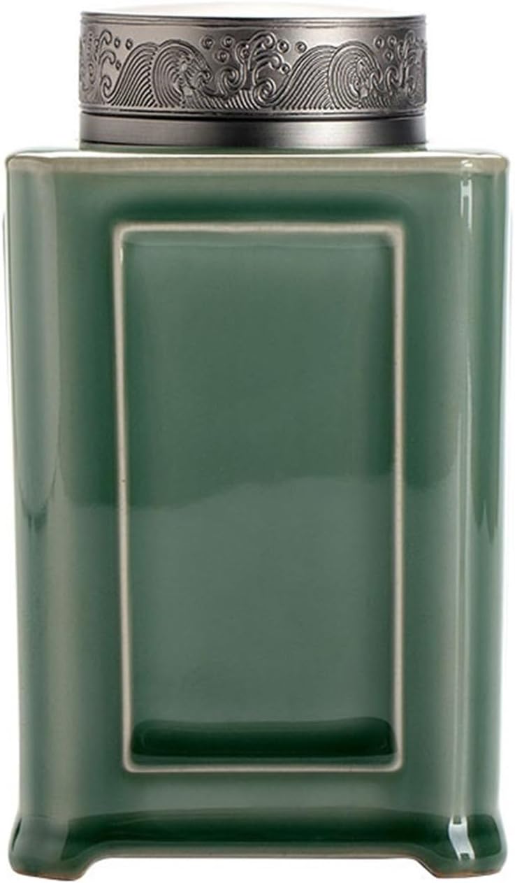Tea Tin Chinese Celadon Tea Canister Ceramic Warehouse Household Puerh Sealed Storage Jar Container