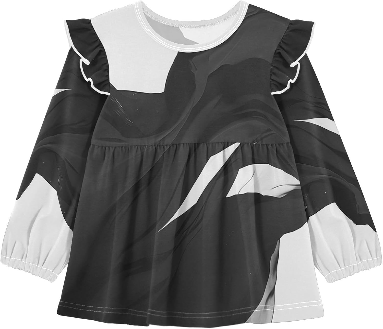 visesunny Toddler Clothes for Girls Smooth Ink Smudging Long Sleeve Fall Shirts Cotton Top with Ruffle Collar