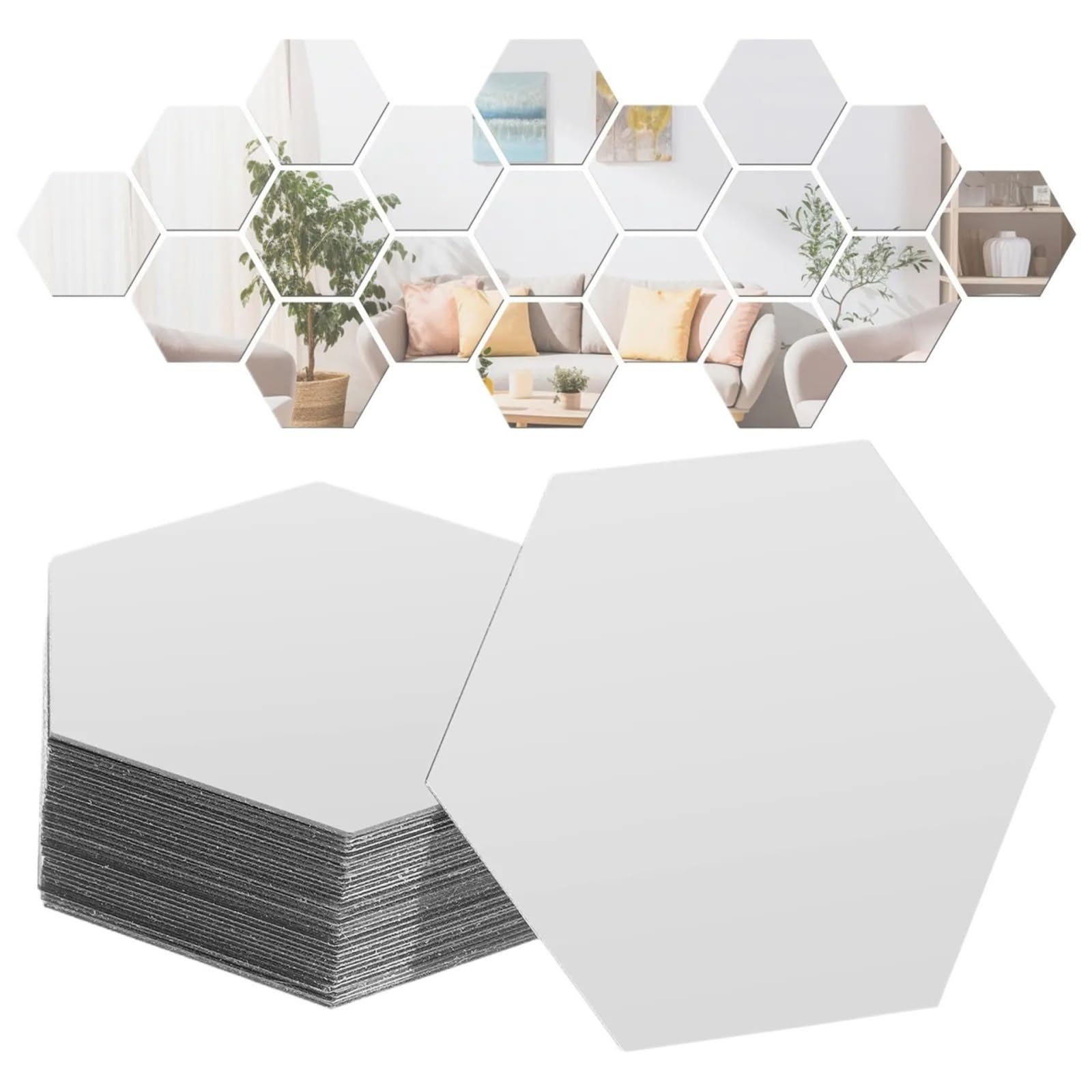 Hexagonal Mirror Wall Sticker 36PcsMirror Wall Stickers Hexagon Self Adhesive Mirror Tiles for Bedroom Living Room Wall Decor Adhesive Sticker