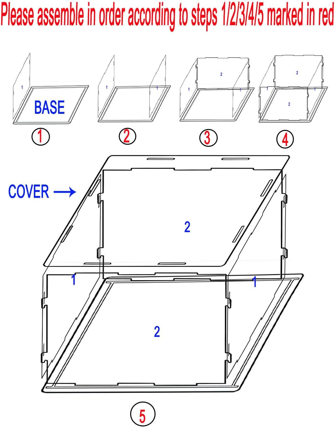 3MM Thick Clear Acrylic Display Case , Thicken Base, DustProof, for Collectibles, Lego 60444 60445 42154 76966 60408(Black Base, 50x25x30cm/20x10x12in)