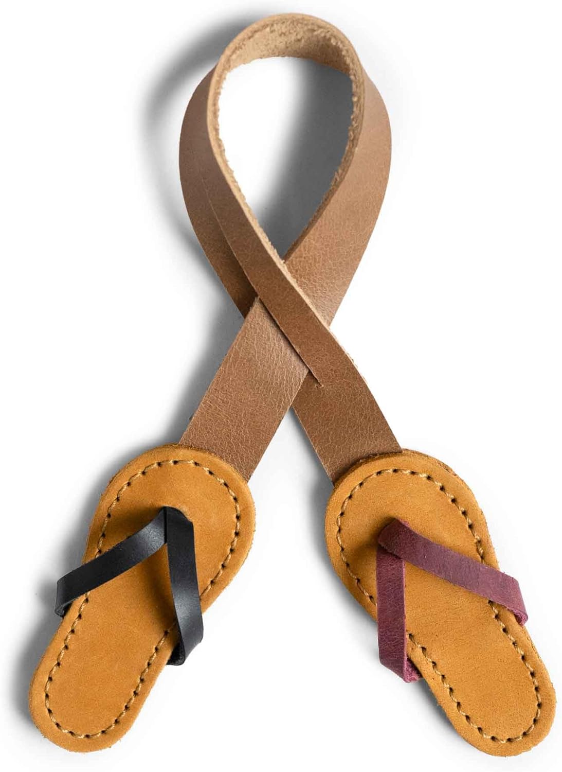 Hide & Drink, Leather Flip-Flop Charms for Handbags, Purse Charm for Tote & Backpacks, Ornaments for Women, Old Tobacco