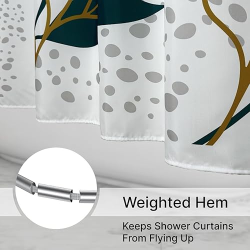 Miniatura 3 de Juego de cortina de ducha verde salvia, cortina de ducha tropical para baño, cortina de ducha de hojas, cortina de ducha de plantas, 72 pulgadas de