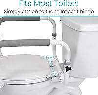Vista 7 de Vive Barandilla de seguridad para inodoro - Barra de agarre ajustable - Marco de soporte compacto con pasamanos para asiento de inodoro de baño