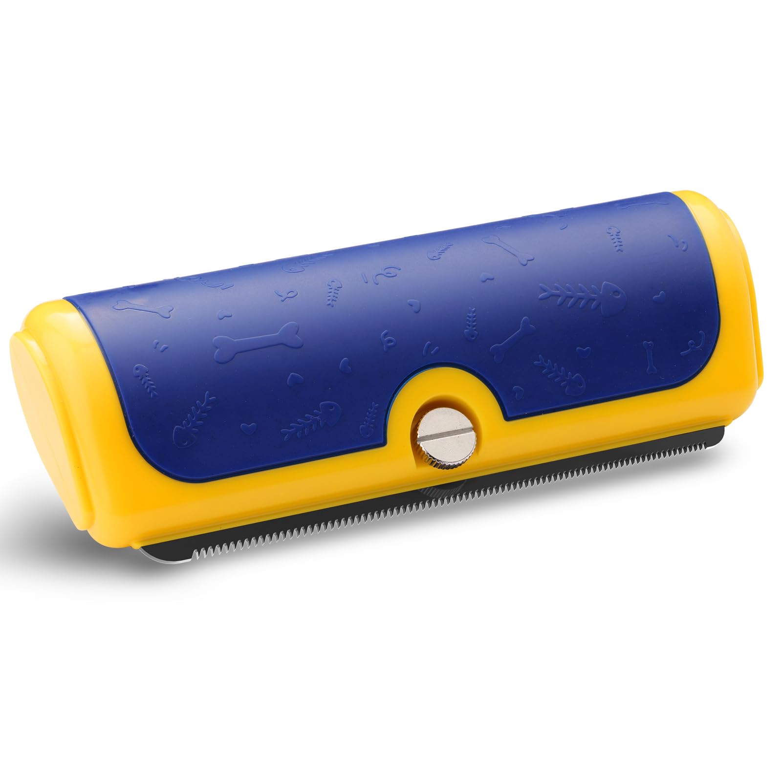 PetPog Dog Deshedding Brush & Shedding Blade - Undercoat Grooming Tool for Short & Medium Fur and Double Coats - Ergonomic Handle - Blue & Yellow